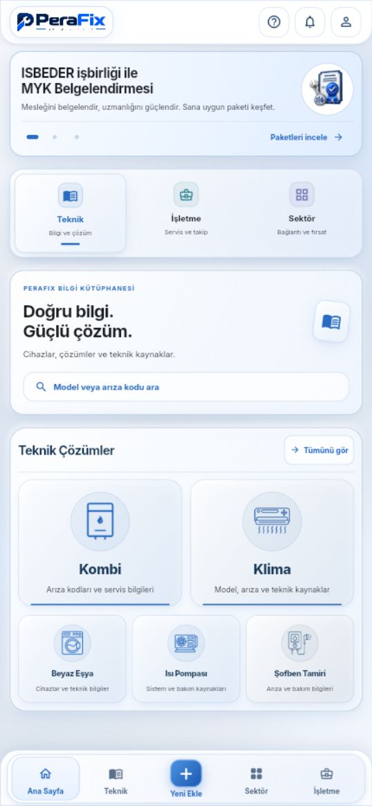 Usta Destek uygulamasının gerçek yerel ana sayfa önizlemesi